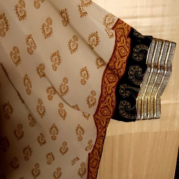 Melissa Paige Boho Cream Silky Semi Sheer Poncho With Tank Liner Large - Picture 3 of 7